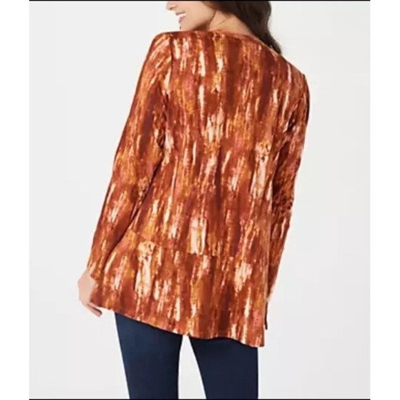 LOGO by Lori Goldstein Water Color  Button Down Blouse - Picture 3 of 11